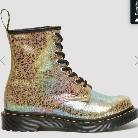 4 Girls Dr. Marten’s Pascal J 1460 Irridescent Pebbled Rainbow Boots - Picture 3 of 15